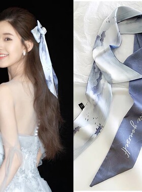 长条小丝巾发带女新款高级感搭配衫绑包时尚春秋领巾百搭扎头绑发
