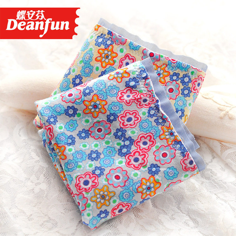 蝶安芬品牌正品2条盒装弹力棉印花碎花中腰平角内裤女纯棉裆时尚