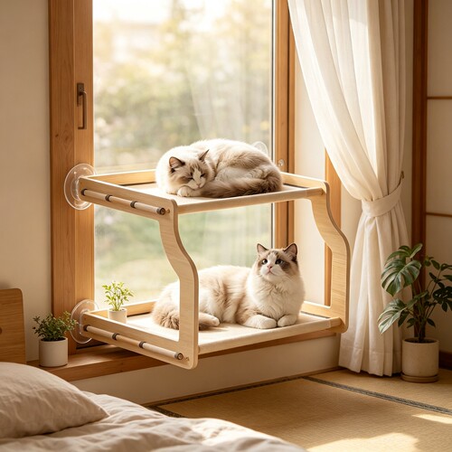 木质猫吊床免打孔吸盘悬挂猫床