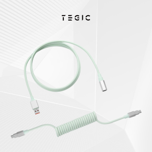 特极客 TEGIC c便携伸缩航插线适用于客制化键盘机械键盘 弹簧键盘线type