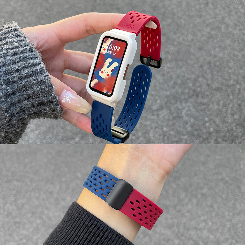 网洞硅胶磁吸北想红米手环3表带