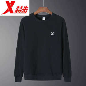 特步卫衣男春秋季新款纯棉运动宽松圆领套头衫百搭打底男士潮上衣