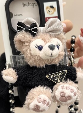 黑色毛衣玫玫蝴蝶结绳适用ihone16promax苹果15pro手机壳14新款13