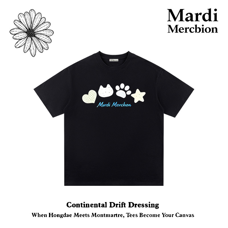 MardiMercredi纯棉爱心猫T恤图片
