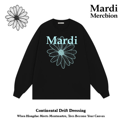 Mardi小雏菊字母印花长袖T恤女
