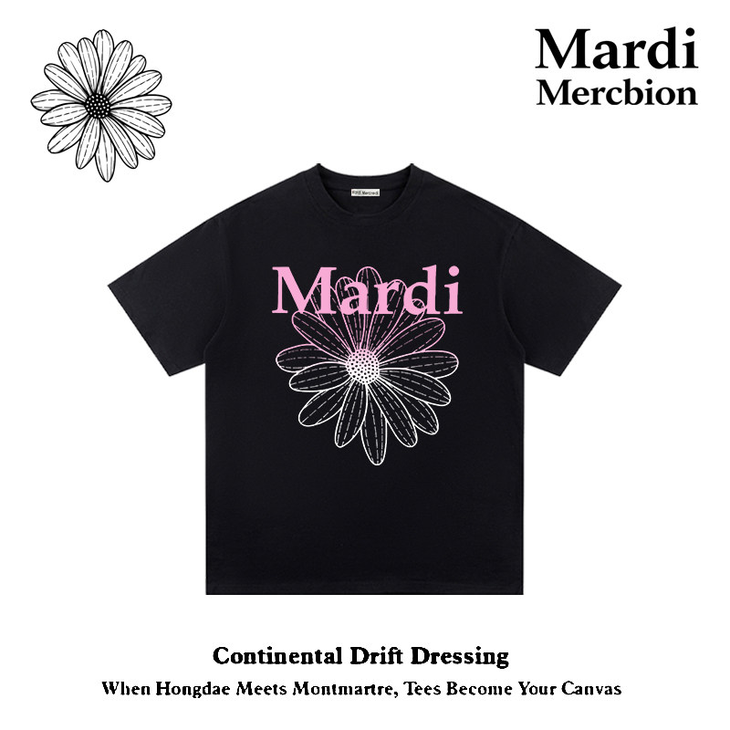 Mardi小雏菊纯棉黑色渐变T恤图片