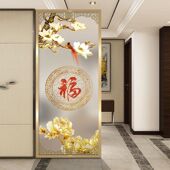 轻奢艺术钢化玻璃屏风隔断客厅遮挡入户铁艺不锈钢网红玄关装 饰品