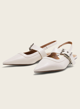 PESCA女鞋春夏新款牛皮尖头平底鞋系带休闲凉鞋舒适柔软皮质