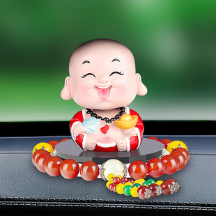 高档可爱摇头小和尚汽车摆件车内饰品女士香水车上中控台车载装饰