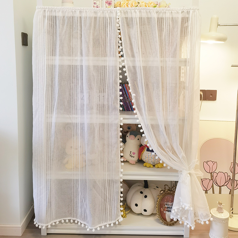 洛可可衣帽间纱帘竖纹拉帘
