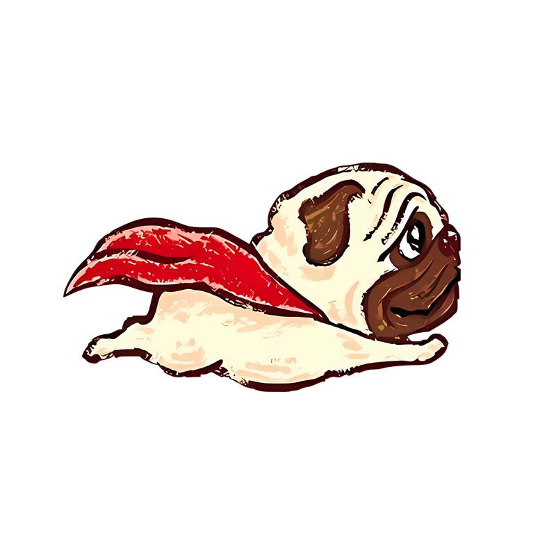 卡通超人巴哥犬个性装饰贴