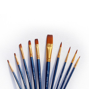 彩逸丙烯画笔集合油画笔水粉彩画笔蓝杆金管尼龙画笔纸币擦铅笔勾线笔