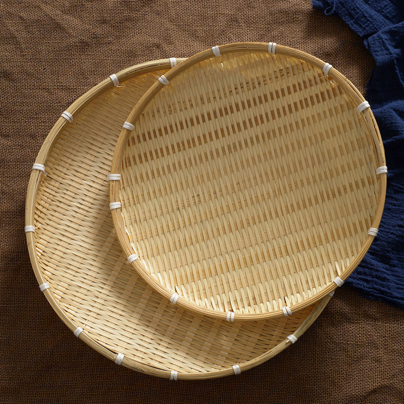 竹之俏 竹编竹制品圆形簸箕无孔竹筛子竹匾托盘家用簸箕竹筐晾晒,特色手工艺,竹编/竹雕,淘宝优惠券,粉丝福利购,淘宝优惠卷