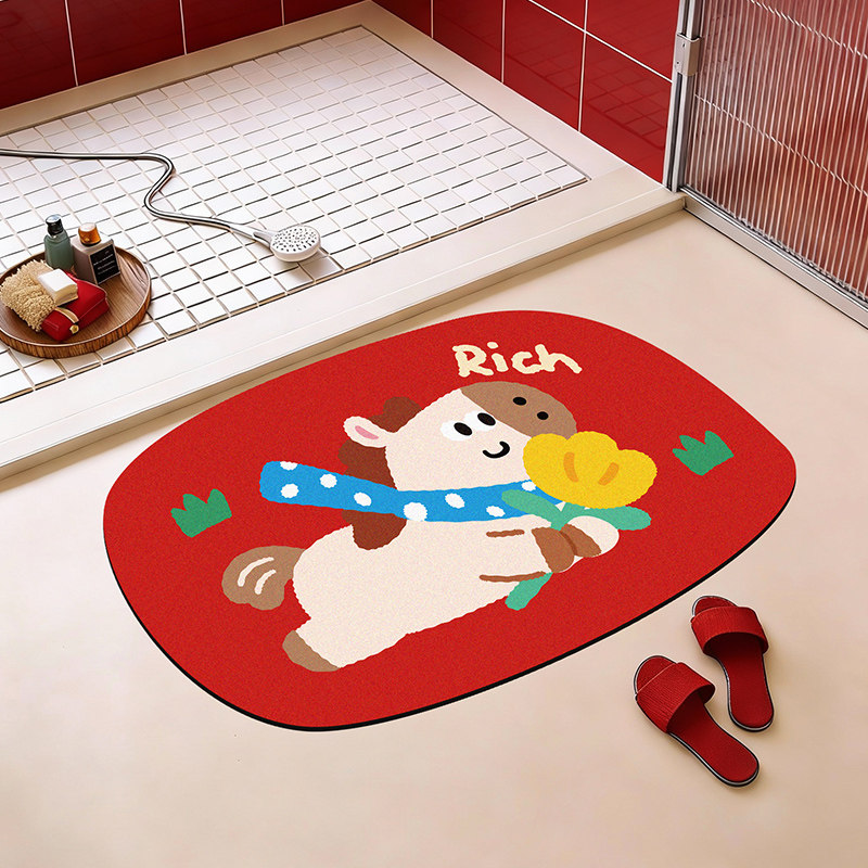 2026马年新款搞怪红色喜庆入户门地垫耐脏防滑脚垫玄关大门口地毯,居家布艺,家用脚垫,淘宝优惠券,粉丝福利购,淘宝优惠卷
