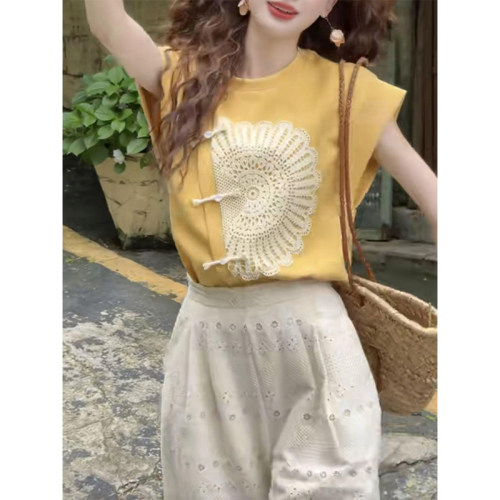 芒果黄短袖T恤女夏季2025新款