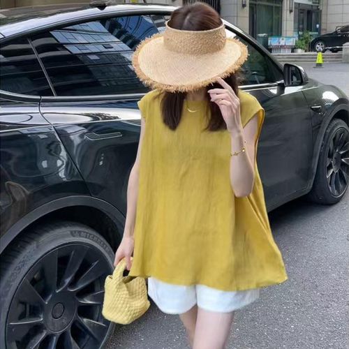 镂空露背无袖衬衫女短裤两件套