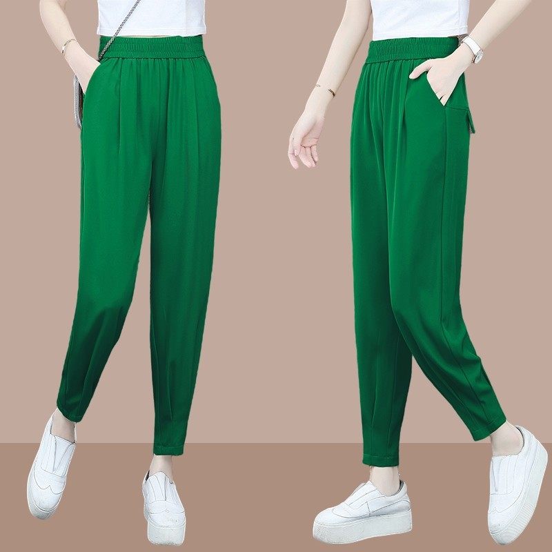 2026夏季新款彩色宽松薄款抖抖裤休闲裤显瘦束脚九分裤哈伦裤潮女