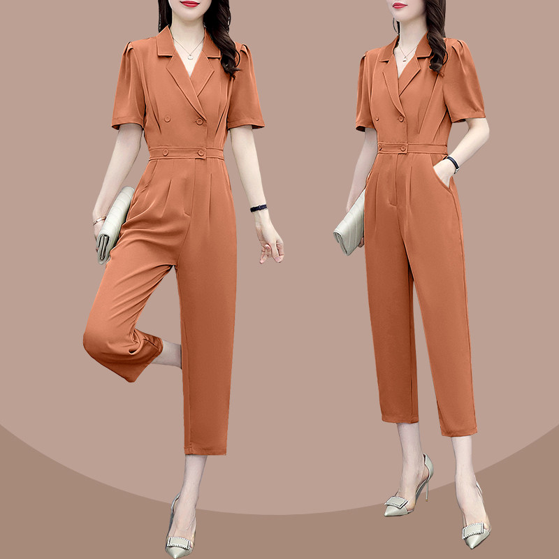 夏季短袖职业连体裤女装2026年新款时尚气质修身显瘦工装连衣裤潮