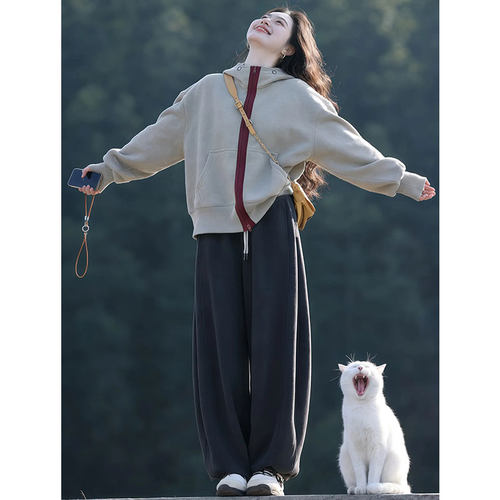 慵懒风连帽卫衣宽松卫裤两件套