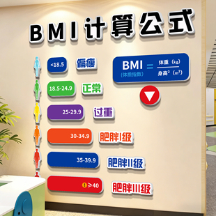 体重管理体检中心医院门诊文化墙海报健康减肥挂画图BMI计算贴纸