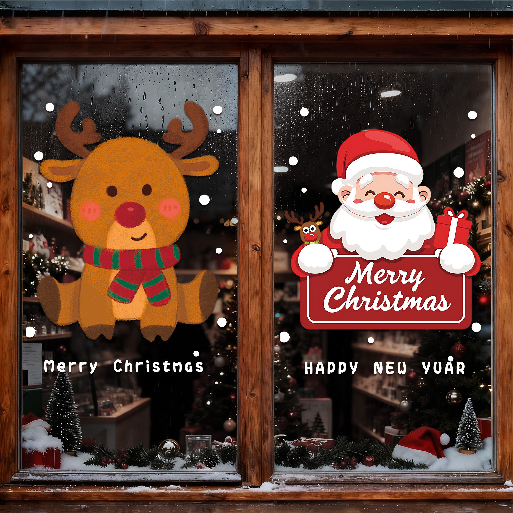 圣诞节装饰静电贴场景氛围布置门窗贴节日圣诞树装扮橱窗玻璃贴纸,节庆用品/礼品,喜字/剪纸/贴纸,淘宝优惠券,粉丝福利购,淘宝优惠卷