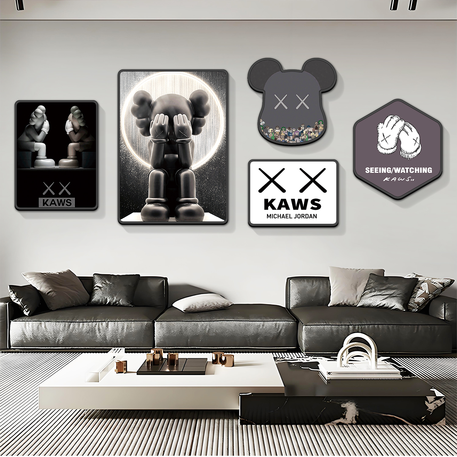 暴力熊客厅沙发背景墙装饰画kaws