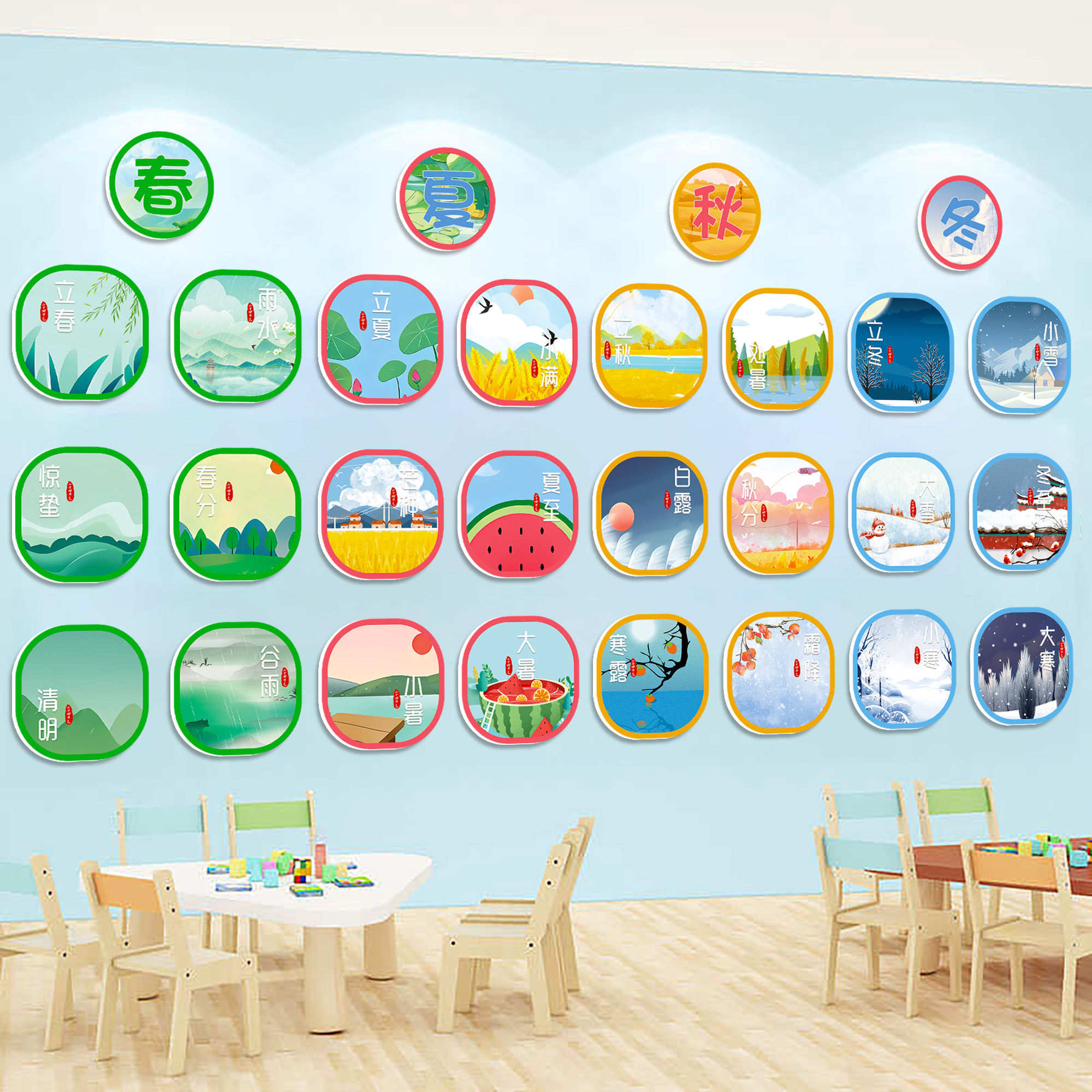 24节气文化墙幼儿园环创主题成品布置二十四节气装饰画挂图贴纸