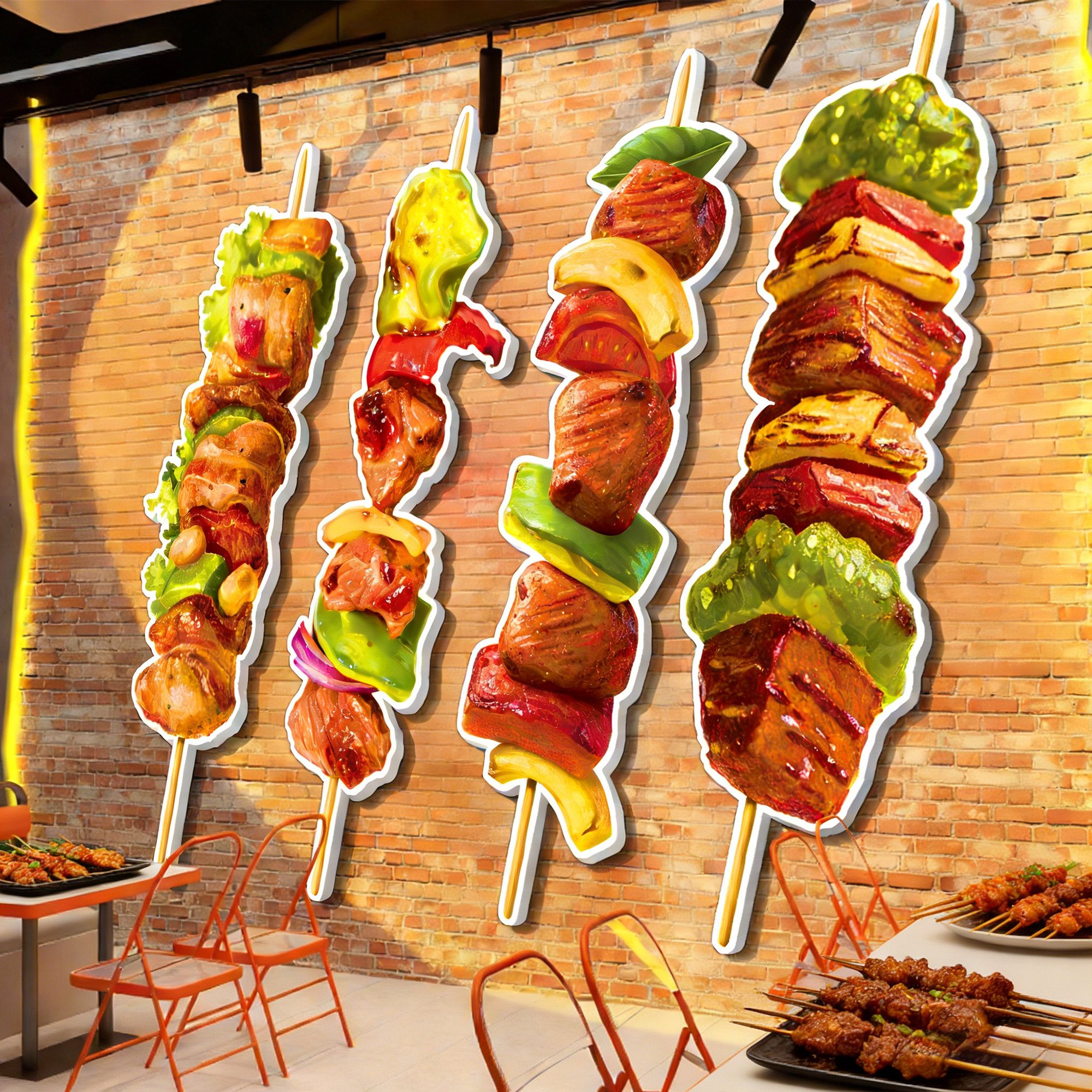 烧烤店墙面装饰创意烤肉酒吧餐饮店氛围布置壁画网红打卡背景墙贴,家居饰品,文化墙贴,淘宝优惠券,粉丝福利购,淘宝优惠卷