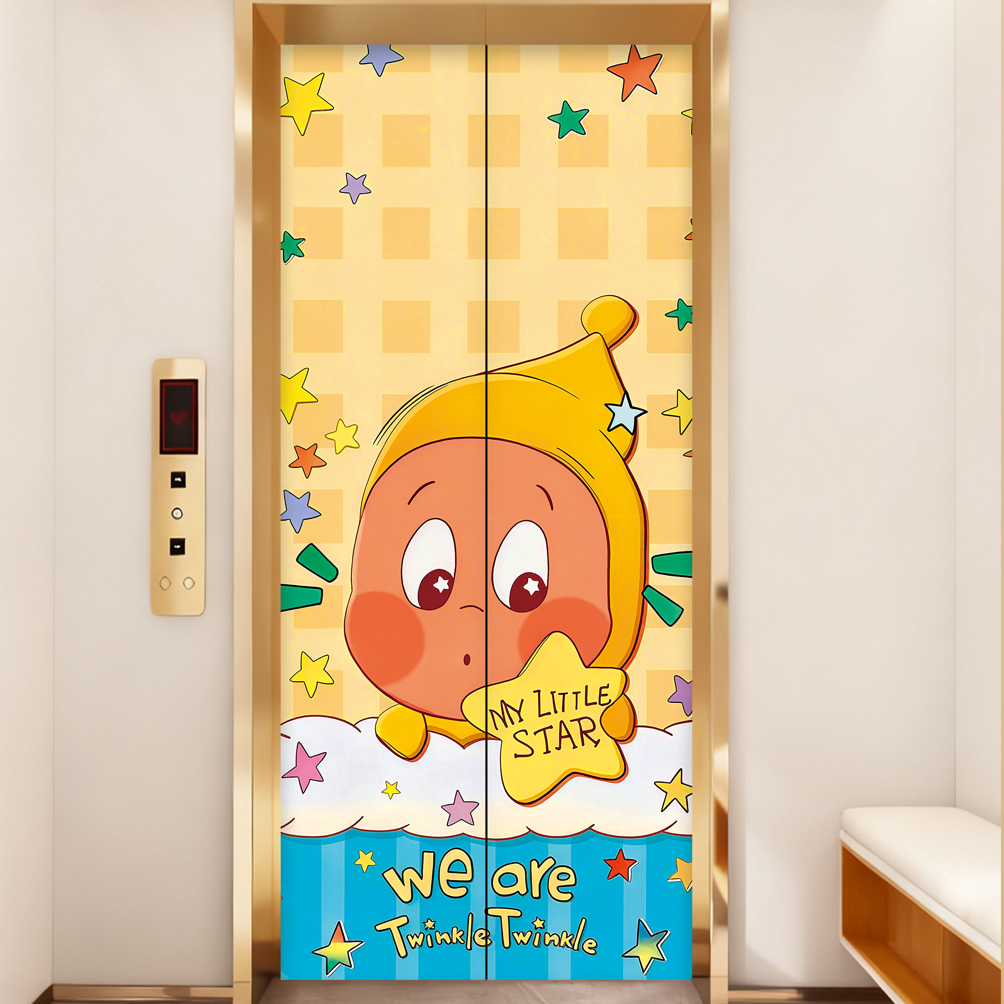 电梯门贴纸入一梯一户装饰画