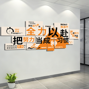 企业文化墙办公室氛围布置公司进门形象墙装饰画励志标语背景墙贴