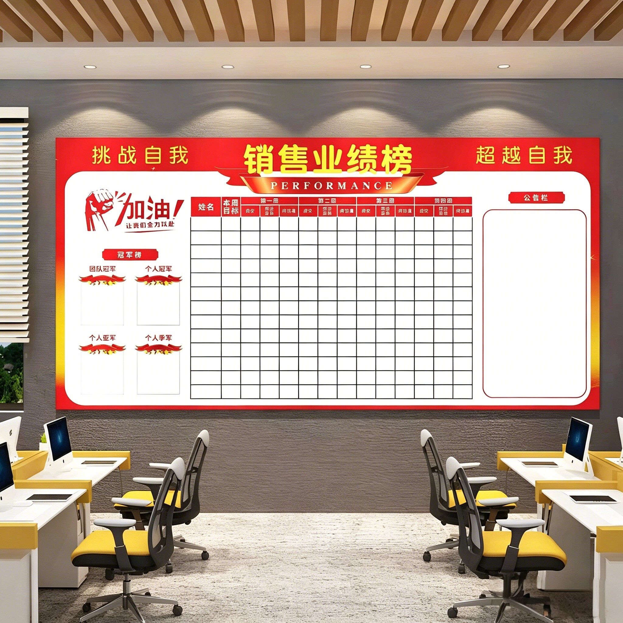 公司荣誉榜业绩展示板办公室龙虎精英榜文化墙销售业绩pk排行榜