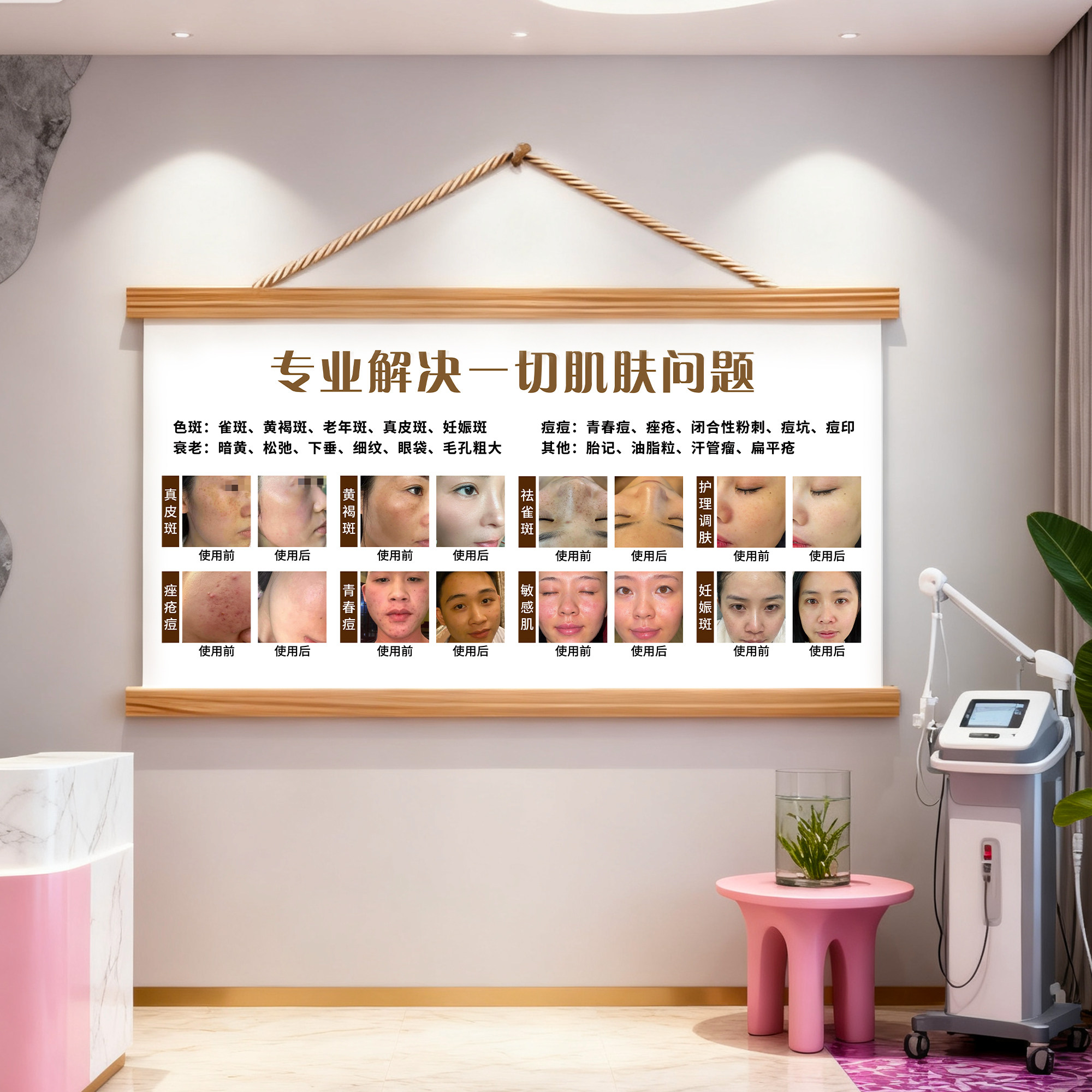 面部点痣图祛痣广告宣传海报相图点痣图挂画男女面痣祛斑点疣贴纸