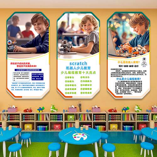 少儿编程机构机器人教室装饰墙贴