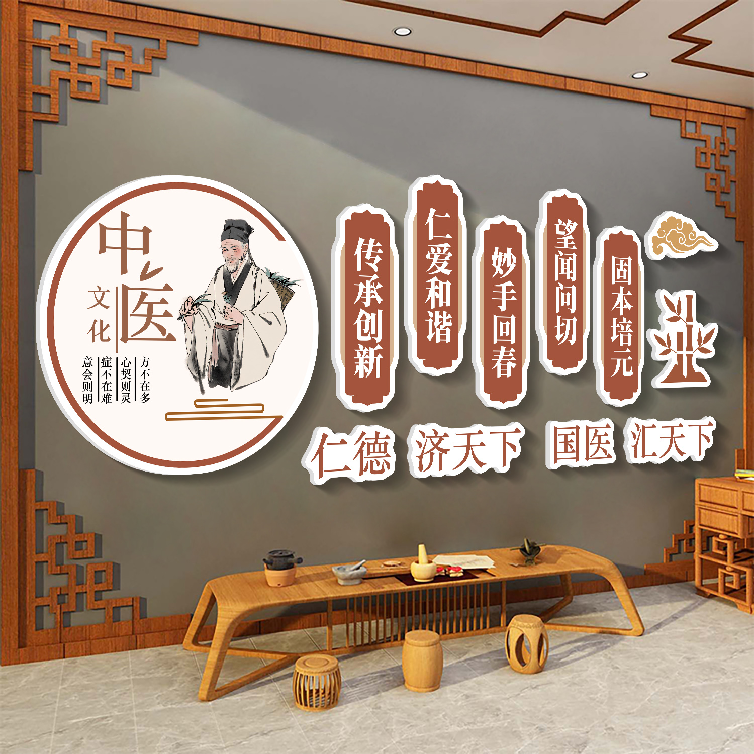 中医馆装饰画墙面挂画医院背景墙壁画养生文化形象墙海报氛围布置