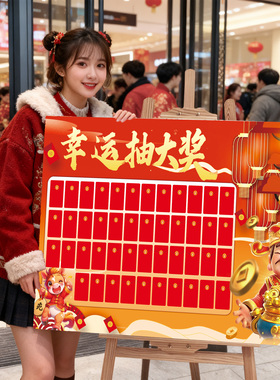 2026马年新款店庆氛围场景布置元旦开门红活动抽奖红包墙背景kt板