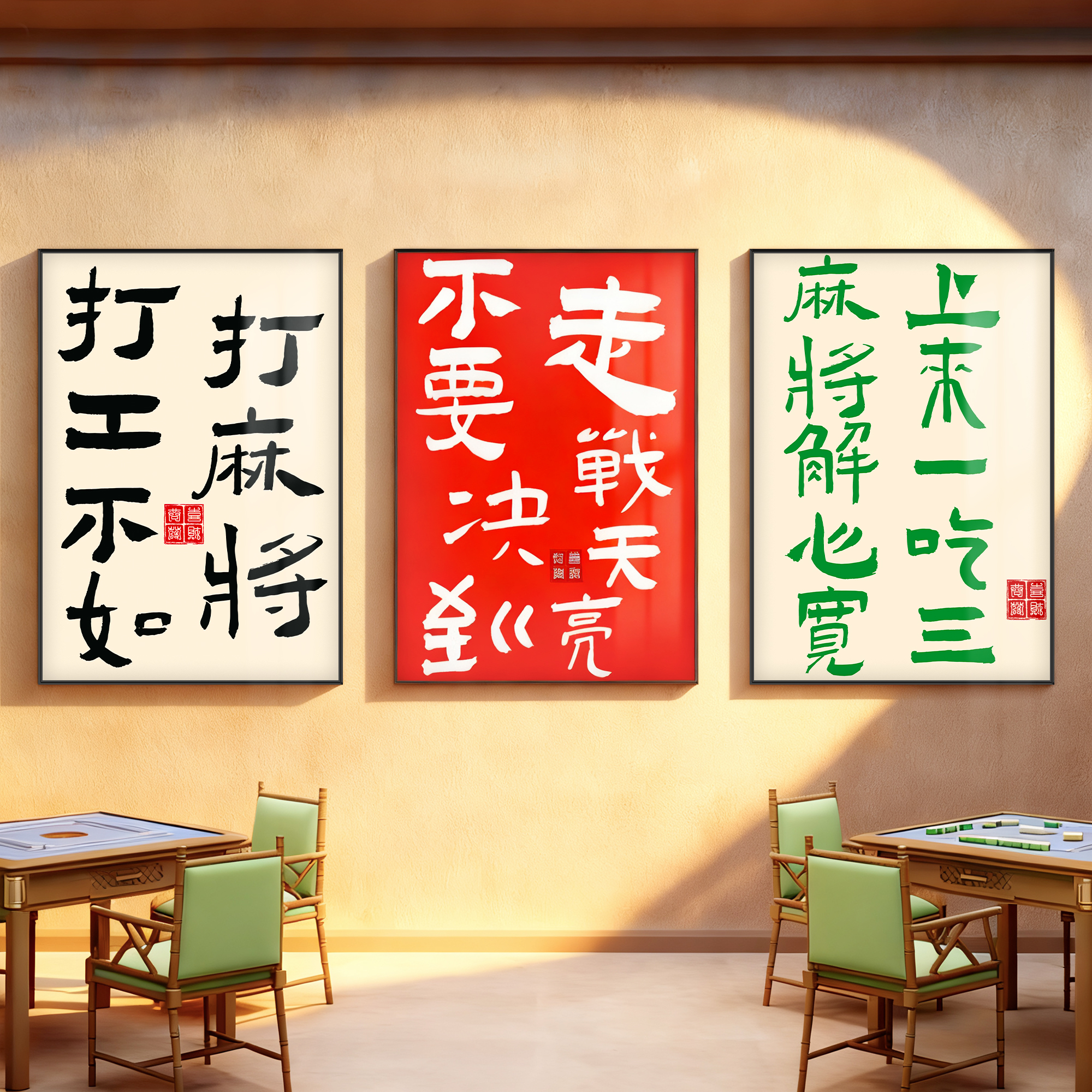 棋牌室装饰画麻将馆挂画氛围布置