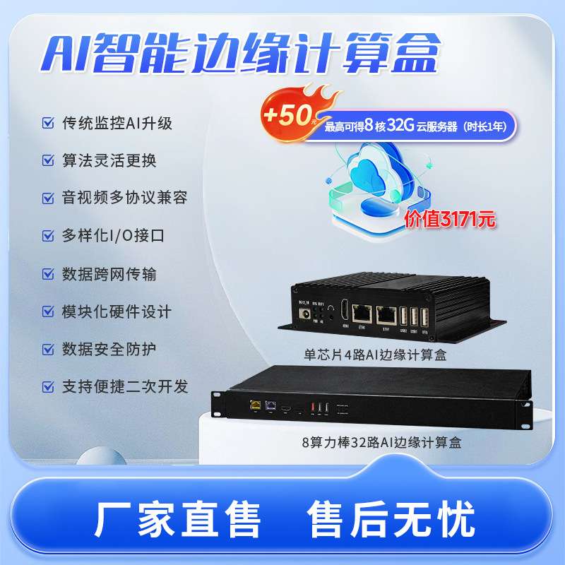 RV1126AI边缘计算盒子人工智能物联网关4路8路32路边缘计算盒
