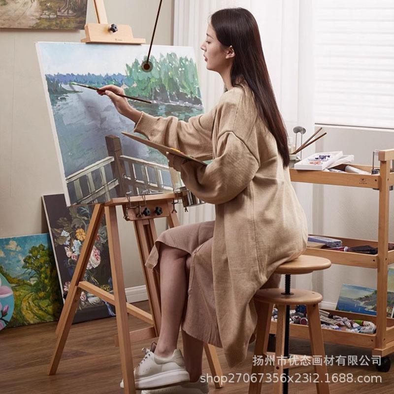美术生专用画室后支撑式折叠收纳升降提升三角丙烯素描油画架4K2K