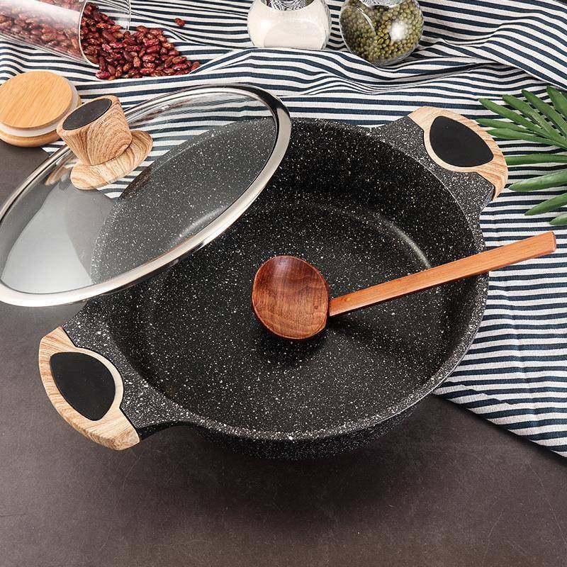 家用麦饭石双耳汤锅浅汤锅火锅加厚复底木纹手柄电磁炉现货,农机/农具/农膜,其它农用工具,淘宝优惠券,粉丝福利购,淘宝优惠卷