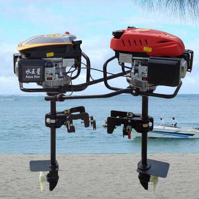 安新县小型轻便塑料船船挂机汽油立式挂桨机四冲程浮筒船船尾机