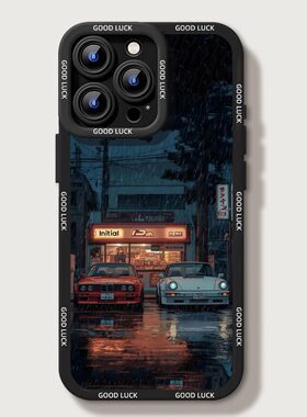 线稿跑车适用苹果16手机壳iphone16新款pro可爱14卡通max女13