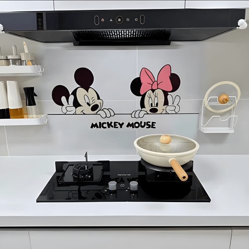 卡通米奇加厚厨房防油静电贴纸无胶自粘墙贴透明防水耐高温可擦洗