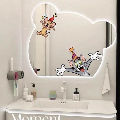 猫和老鼠卫生间镜子防水贴纸厨房浴室推拉门玻璃装饰贴卡通车身贴