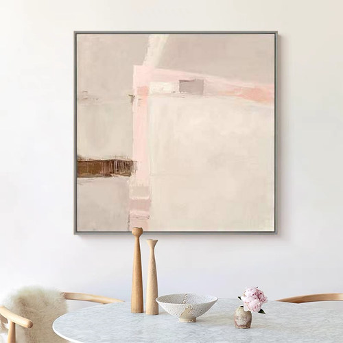 HW.ART纯手绘油画《椰安》餐厅侘寂风装饰画客厅玄关抽象手工挂画