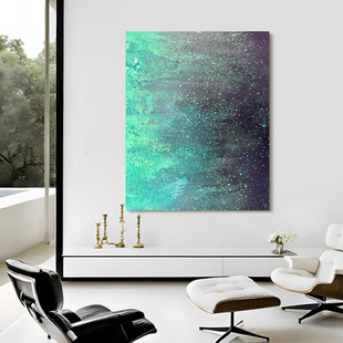 HW.piant原创手绘油画《墨涧流萤》侘寂风客厅肌理挂画餐厅装饰画