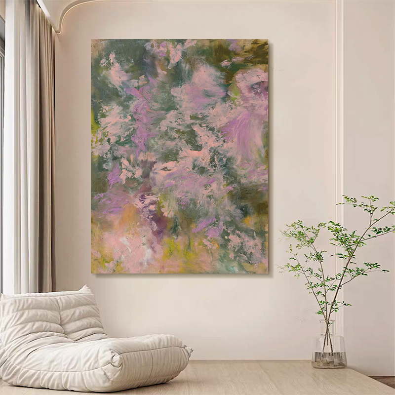 HW.ART手绘油画《自在逸境》高级感侘寂风客厅艺术挂画肌理装饰画