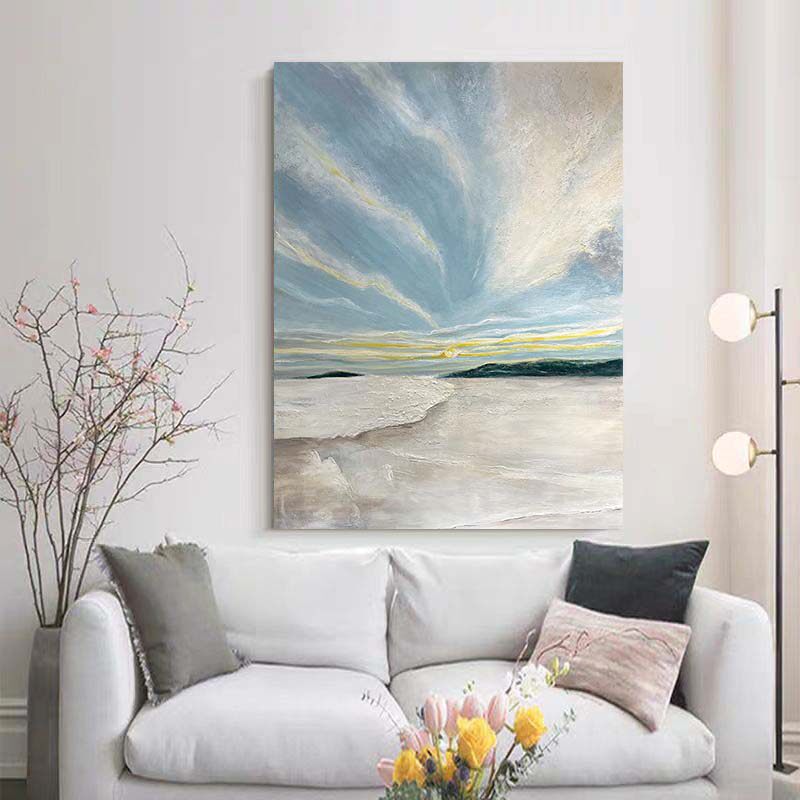 HW.paint纯手绘油画《天海云涯》客厅抽象装饰画侘寂风挂画肌理画