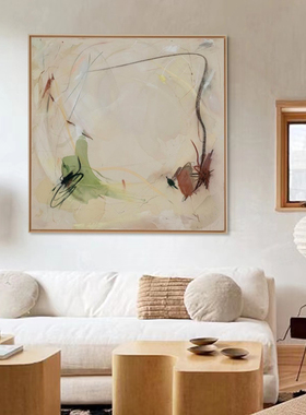 HW.ART手绘油画《珊瑚海》客厅装饰画侘寂风挂画高级感玄关画壁画