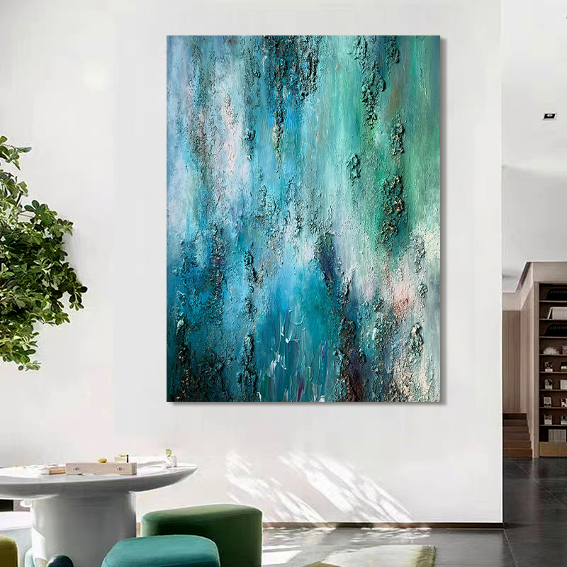 HW.ART手绘油画《疏星淡月》现代侘寂风客厅装饰肌理画玄关抽象画