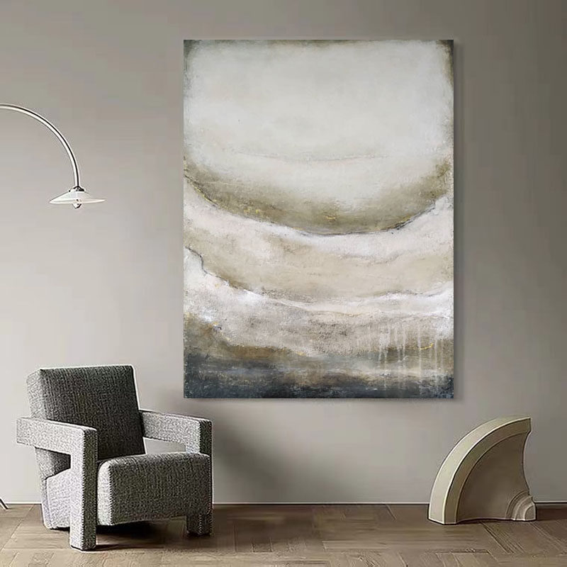 paint原创手绘《皓月千里》北欧极简玄关挂画抽象装饰画赤贫风